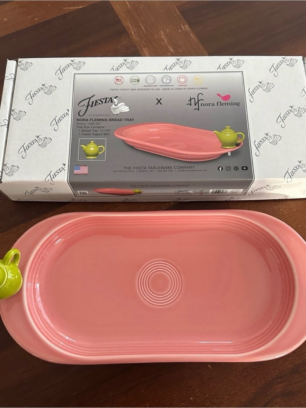 Nora Fleming Coral Pink Ceramic Bread Tray